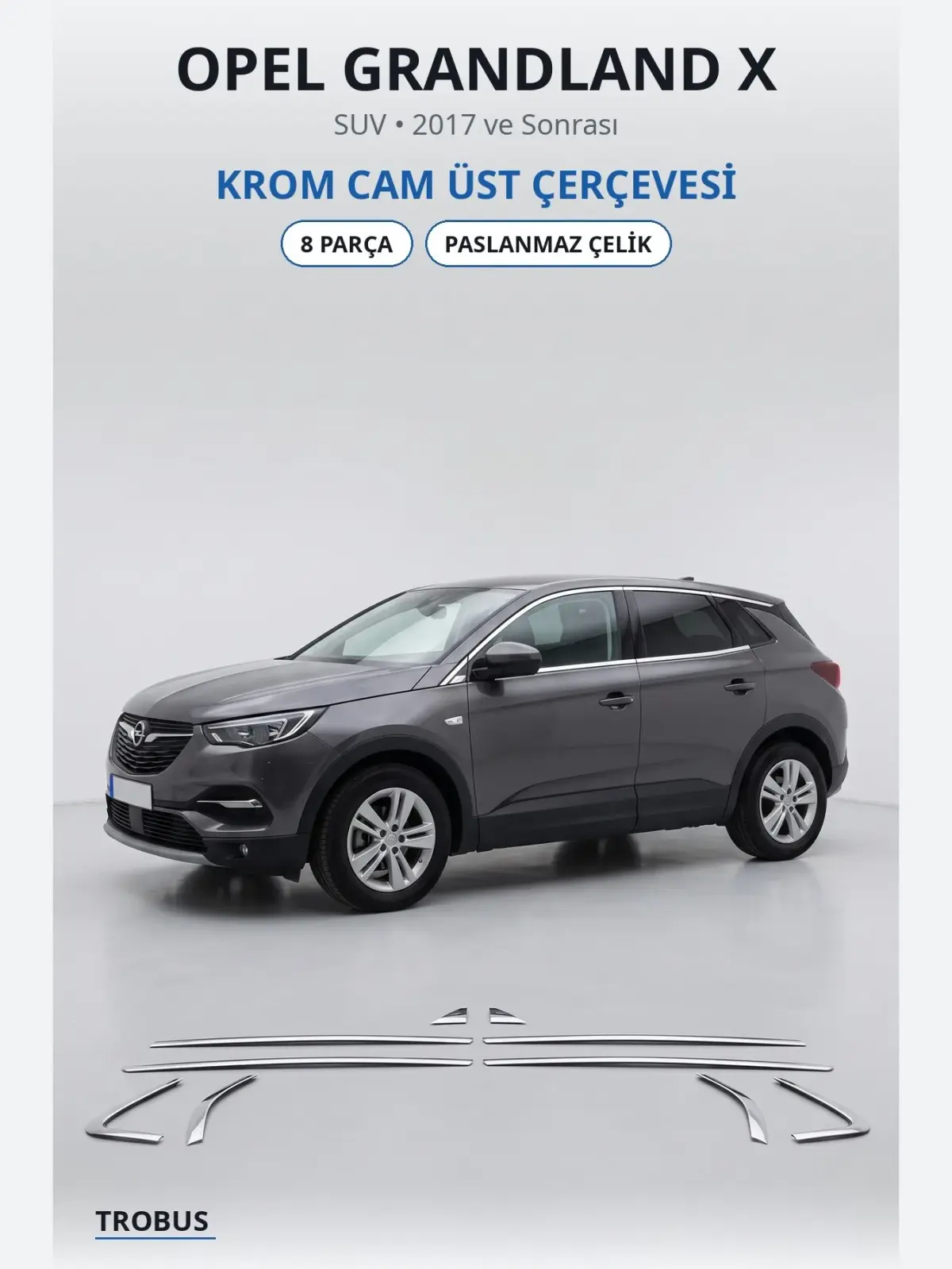 Opel Grandland X krom cam üst çerçevesi 1