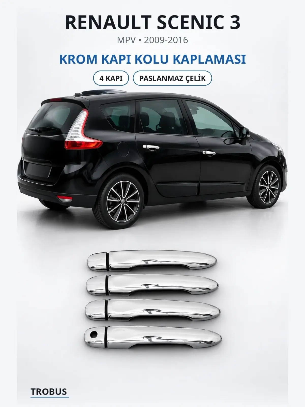 Renault Scenic 3 krom kapı kolu kaplaması 1