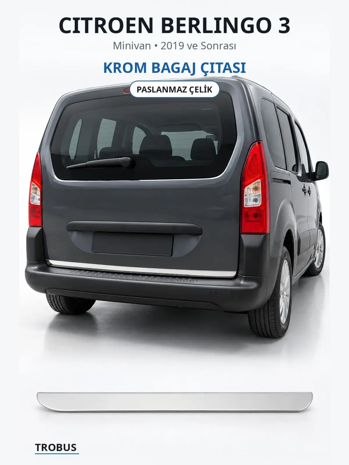 Citroen Berlingo 3 krom bagaj çıtası 1