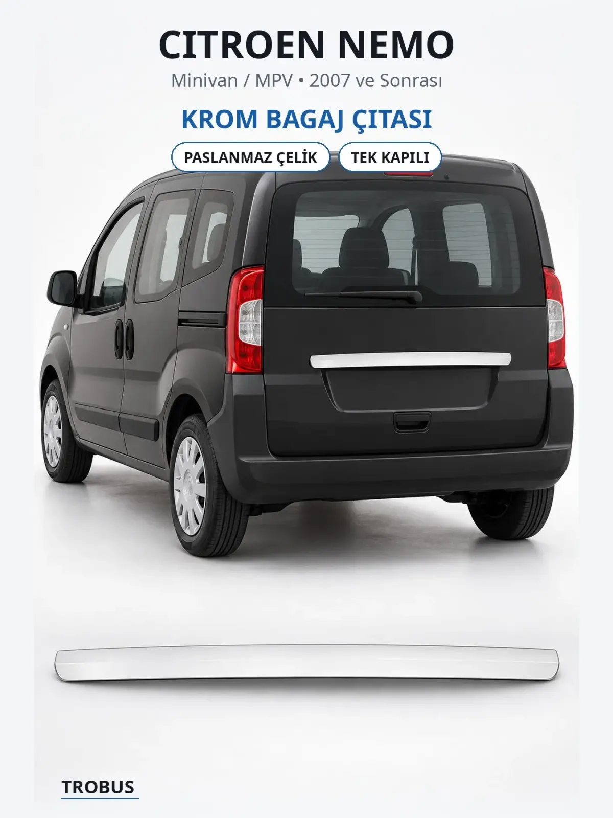 Citroen Nemo krom bagaj çıtası 1