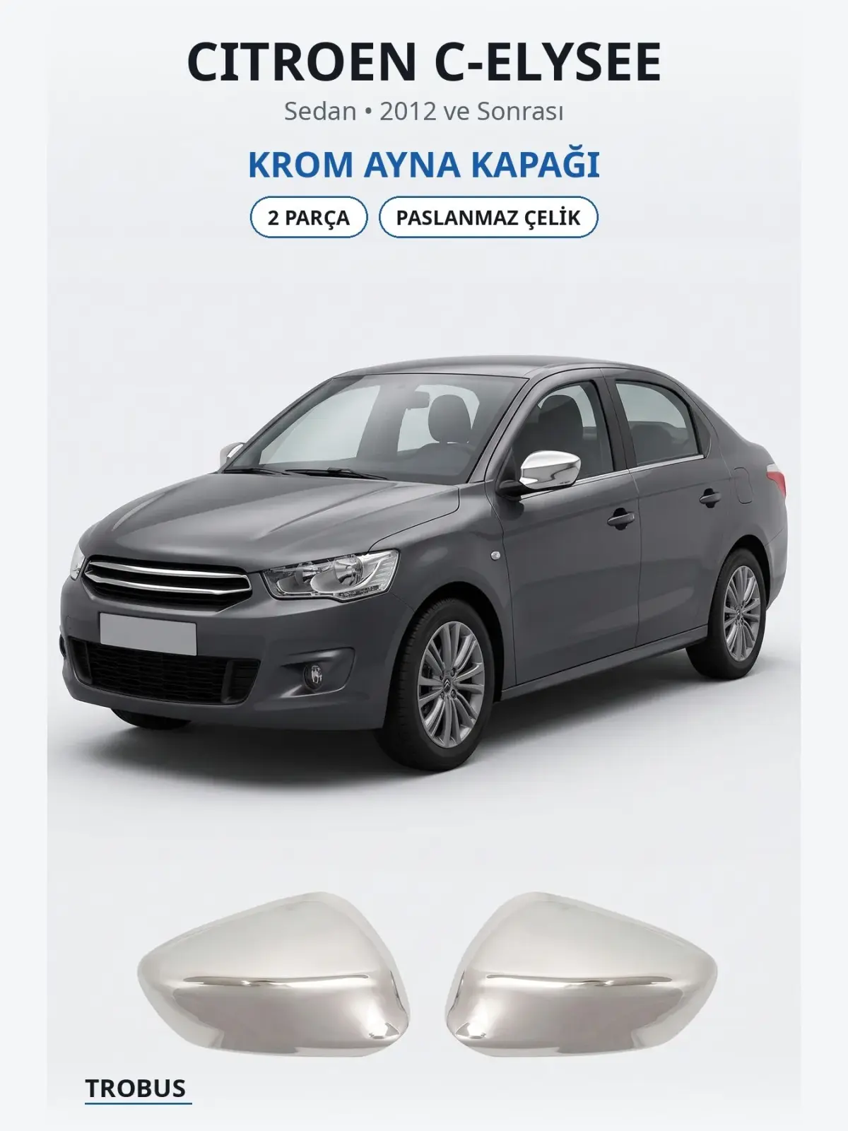 Citroen C-Elysee krom ayna kapağı 1
