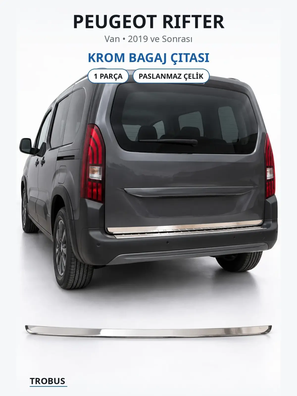 Peugeot Rifter krom bagaj çıtası 1