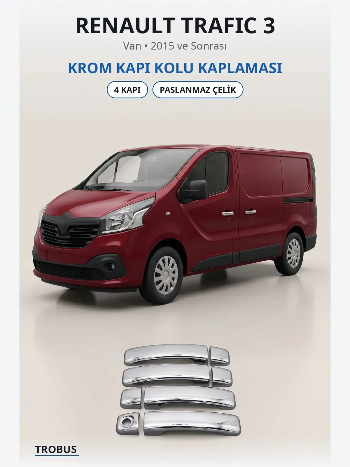 Renault Trafic 3 krom kapı kolu kaplaması 1