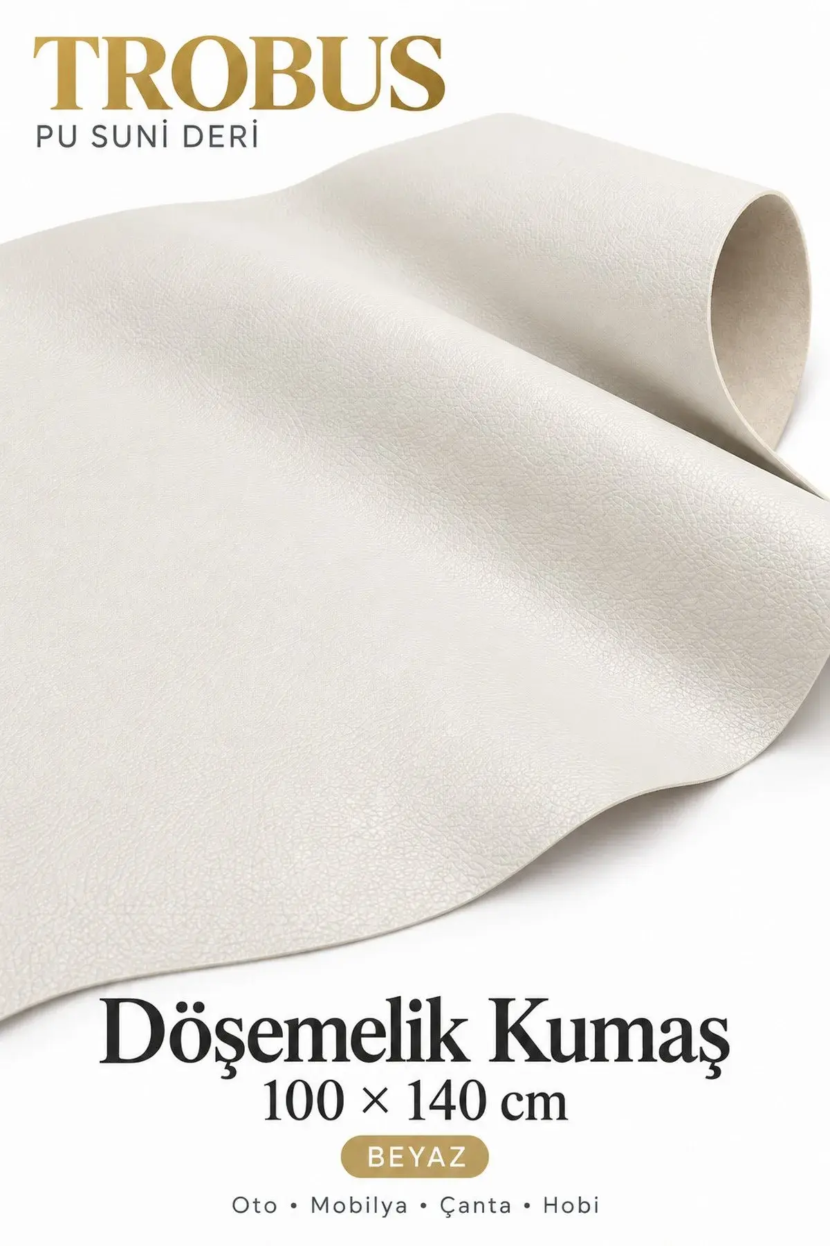 PU Suni Deri Döşemelik Kumaş 100 x 140 cm Beyaz (1)