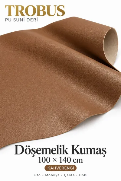 PU Suni Deri Döşemelik Kumaş 100 x 140 cm Kahverengi