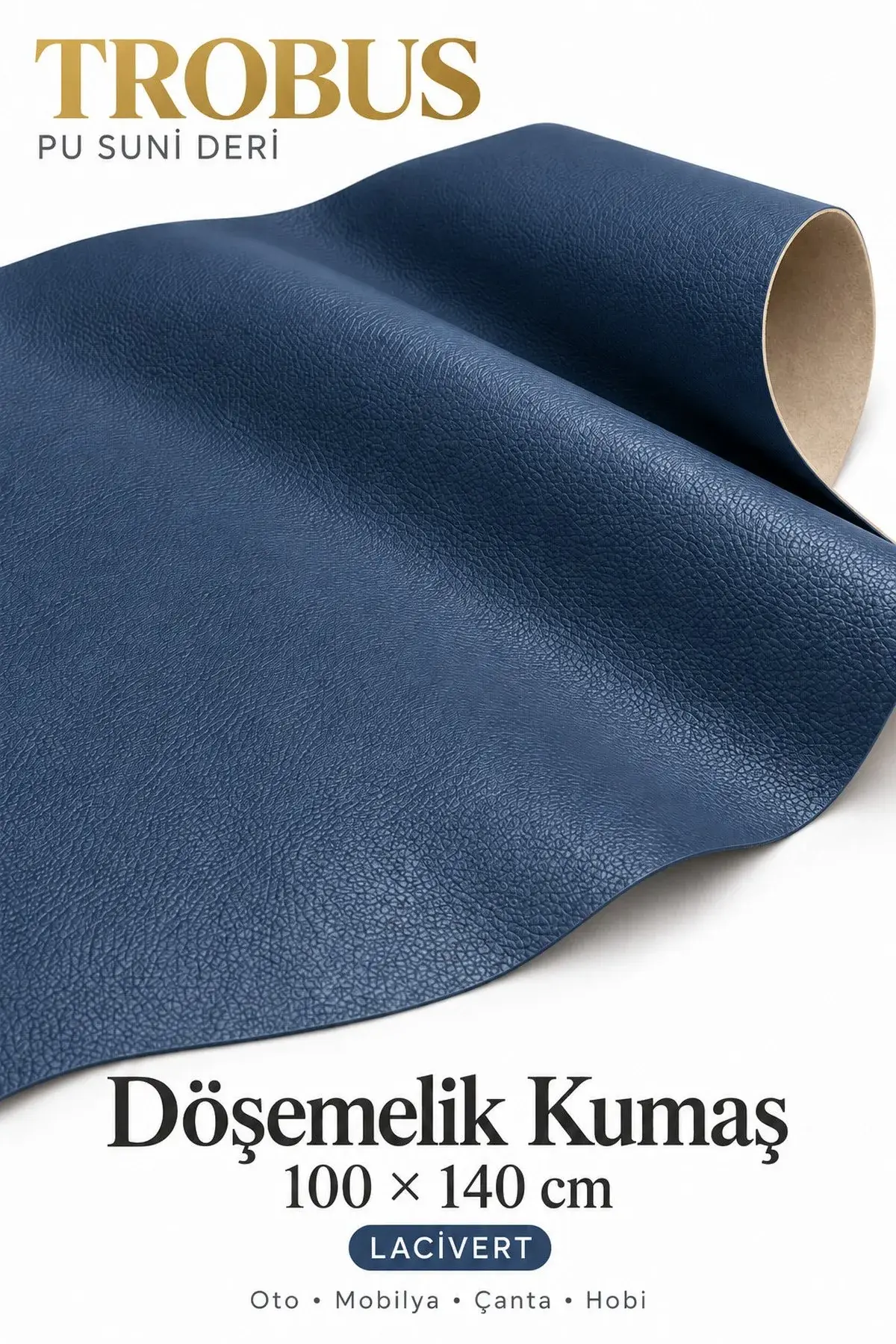 PU Suni Deri Döşemelik Kumaş 100 x 140 cm Lacivert (1)