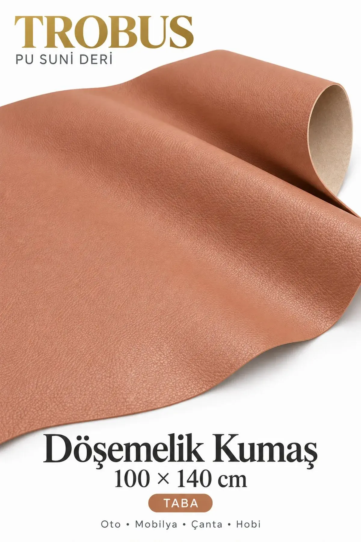PU Suni Deri Döşemelik Kumaş 100 x 140 cm Taba (1)