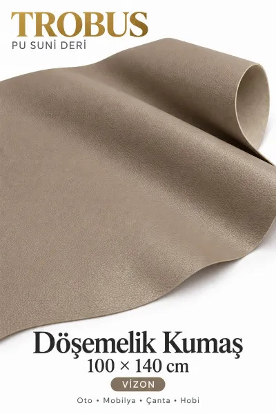 PU Suni Deri Döşemelik Kumaş 100 x 140 cm Vizon