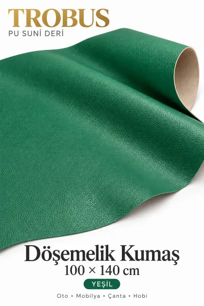 PU Suni Deri Döşemelik Kumaş 100 x 140 cm Yeşil