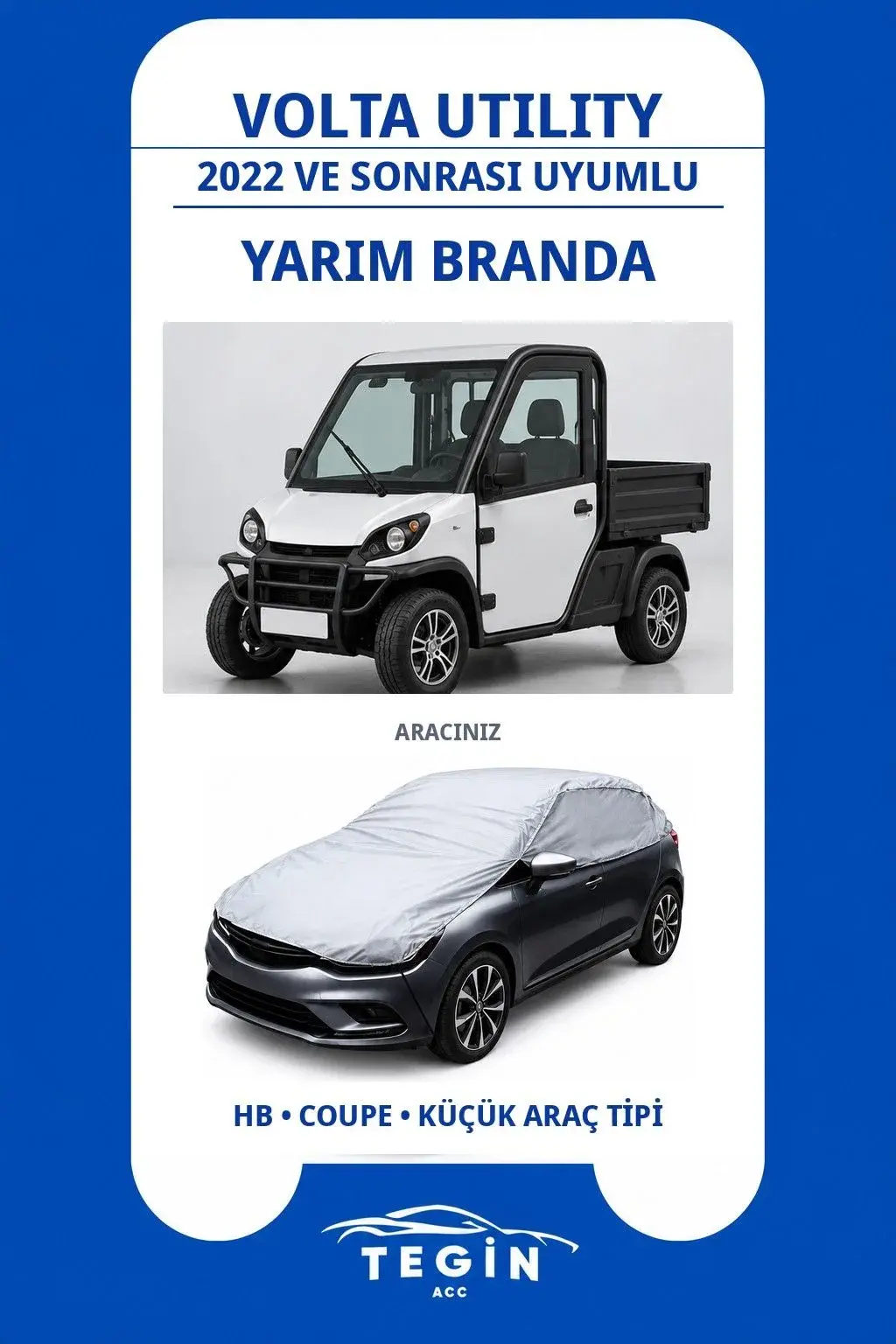 Volta Utility 2022 ve Sonrası Electric Utility Vehicle Uyumlu SolarBlock Yarım Araba Brandası