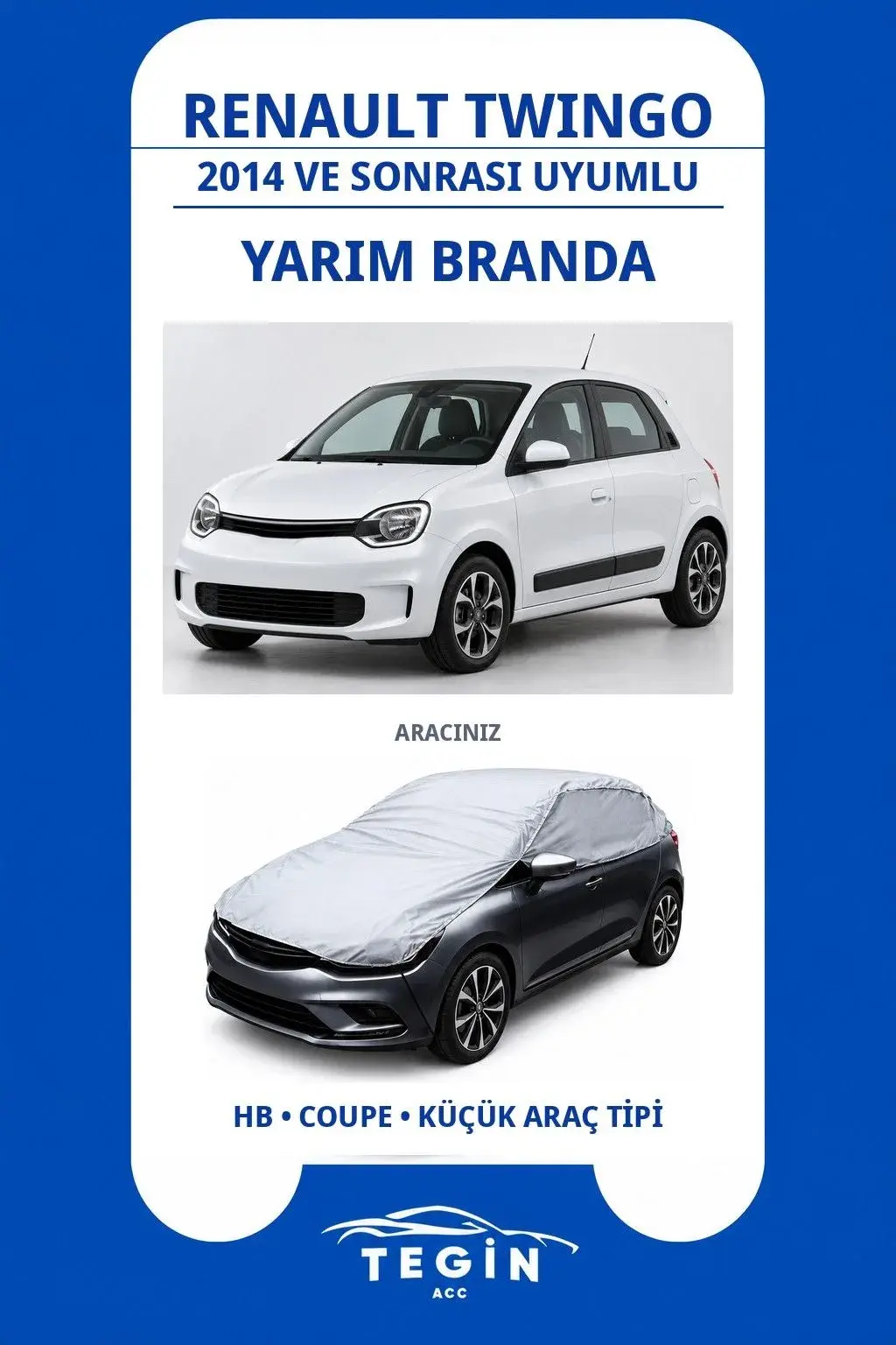 Renault Twingo 2014 ve Sonrası Hatchback Uyumlu SolarBlock Yarım Araba Brandası