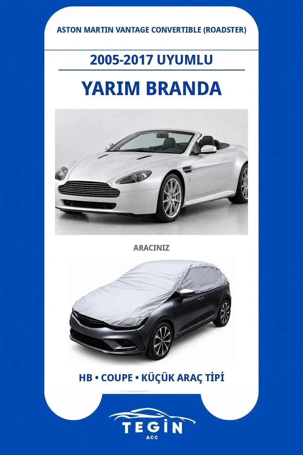 Aston Martin Vantage Convertible (Roadster) 2005-2017 Uyumlu SolarBlock Yarım Araba Brandası