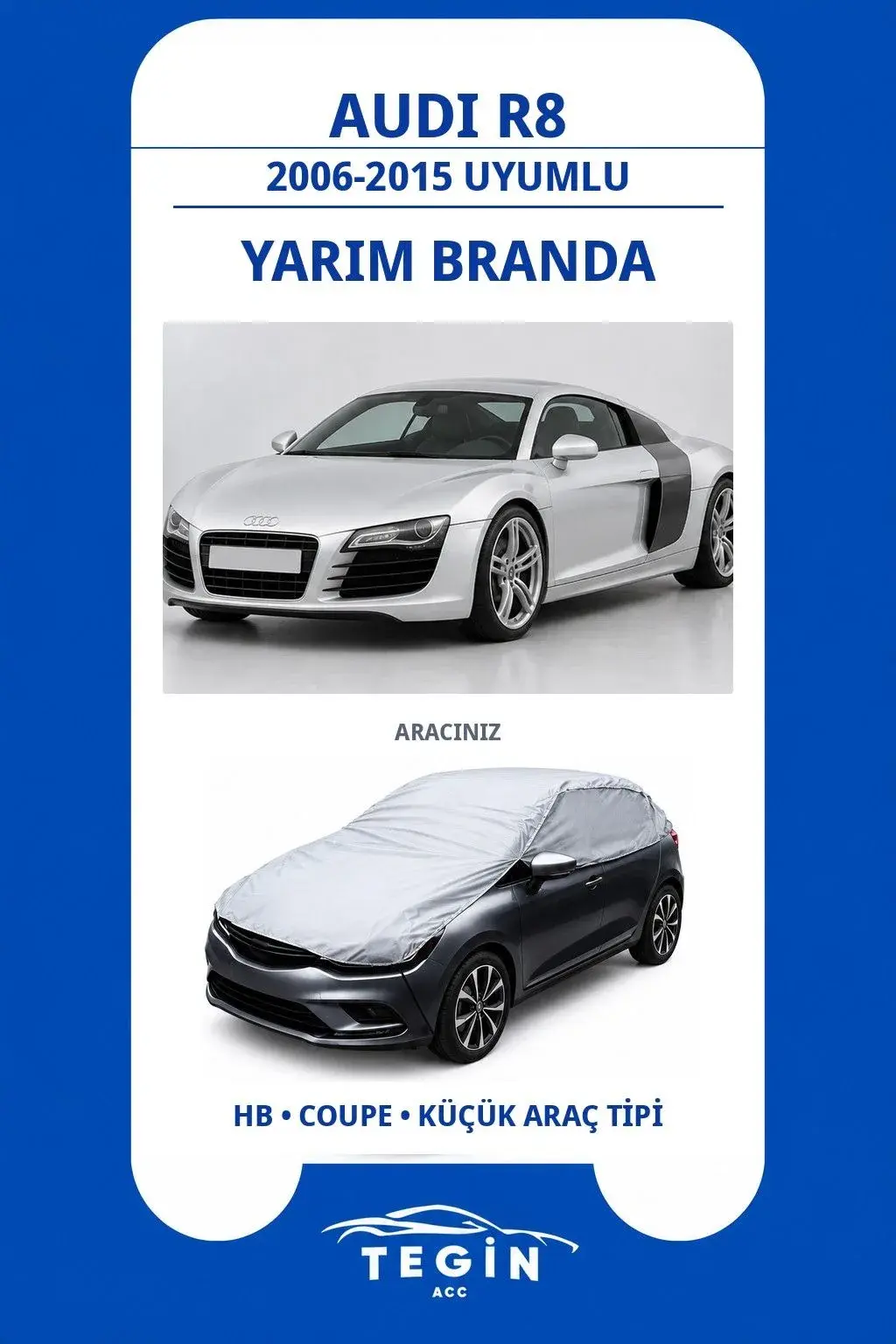 Audi R8 2006-2015 Coupe Uyumlu SolarBlock Yarım Araba Brandası