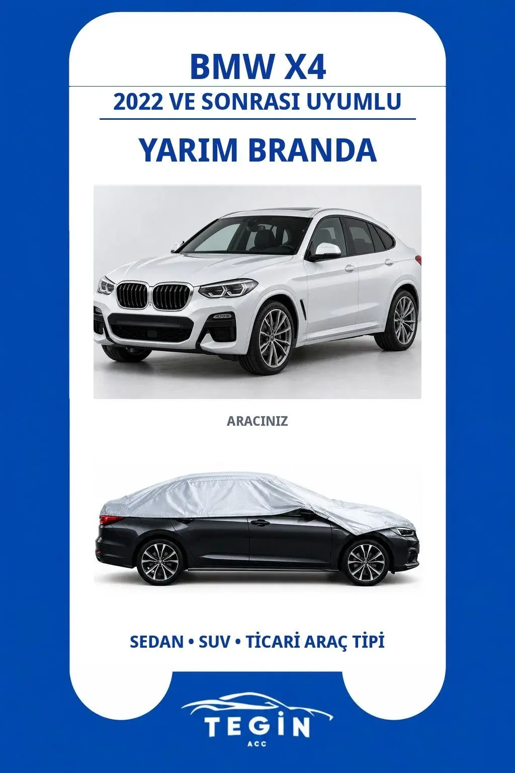 BMW X4 2022 ve Sonrası SUV Uyumlu SolarBlock Yarım Araba Brandası