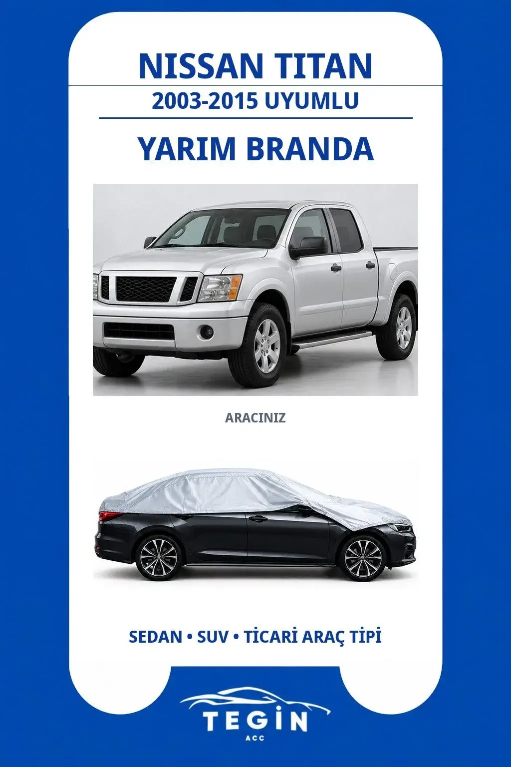 Nissan Titan 2003-2015 Pickup Truck Uyumlu SolarBlock Yarım Araba Brandası