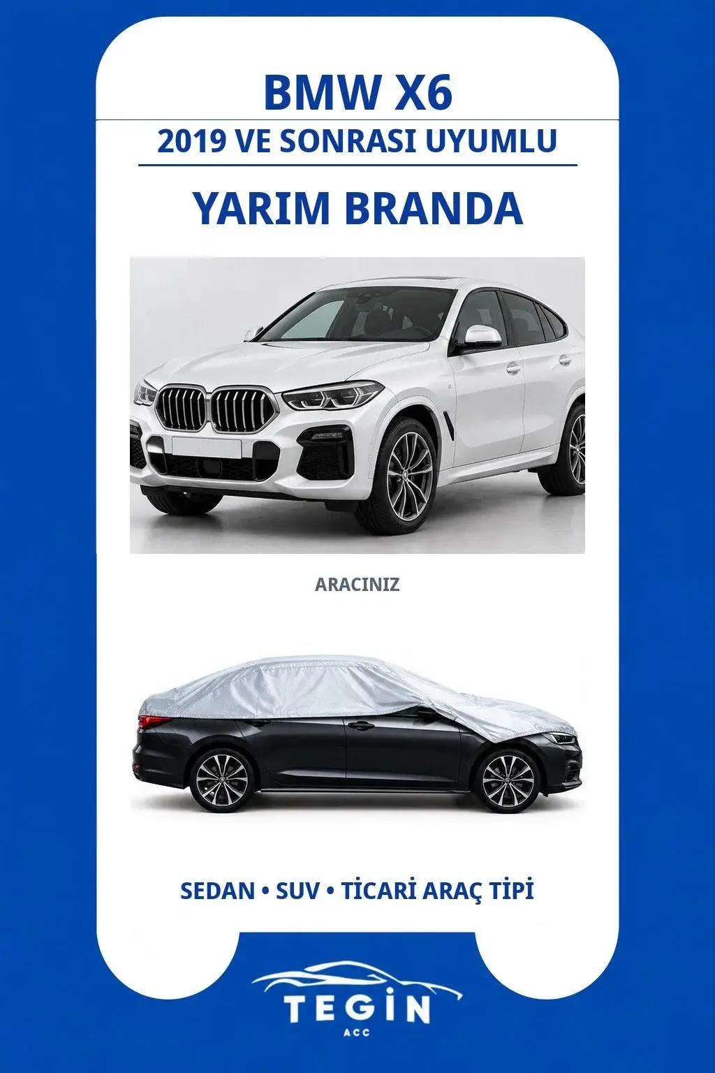 BMW X6 2019 ve Sonrası SUV Uyumlu SolarBlock Yarım Araba Brandası