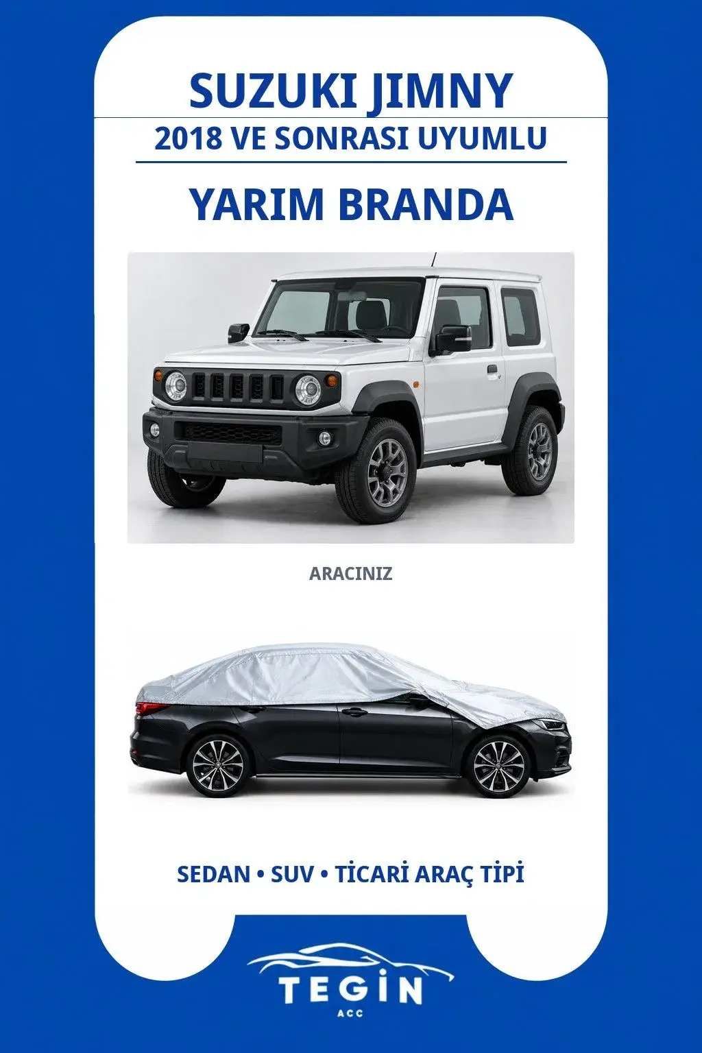 Suzuki Jimny 2018 ve Sonrası Suv Uyumlu SolarBlock Yarım Araba Brandası