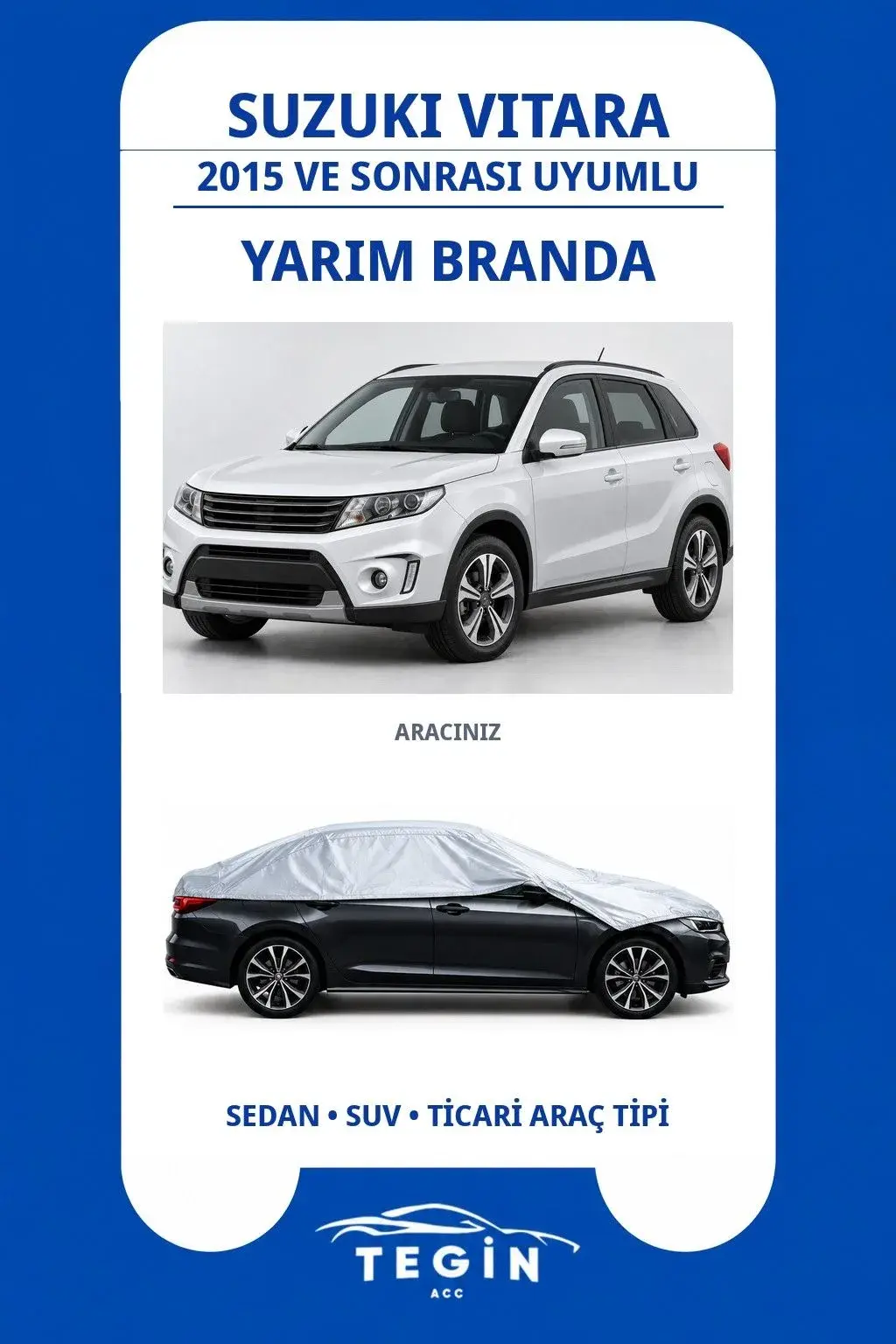 Suzuki Vitara 2015 ve Sonrası SUV Uyumlu SolarBlock Yarım Araba Brandası