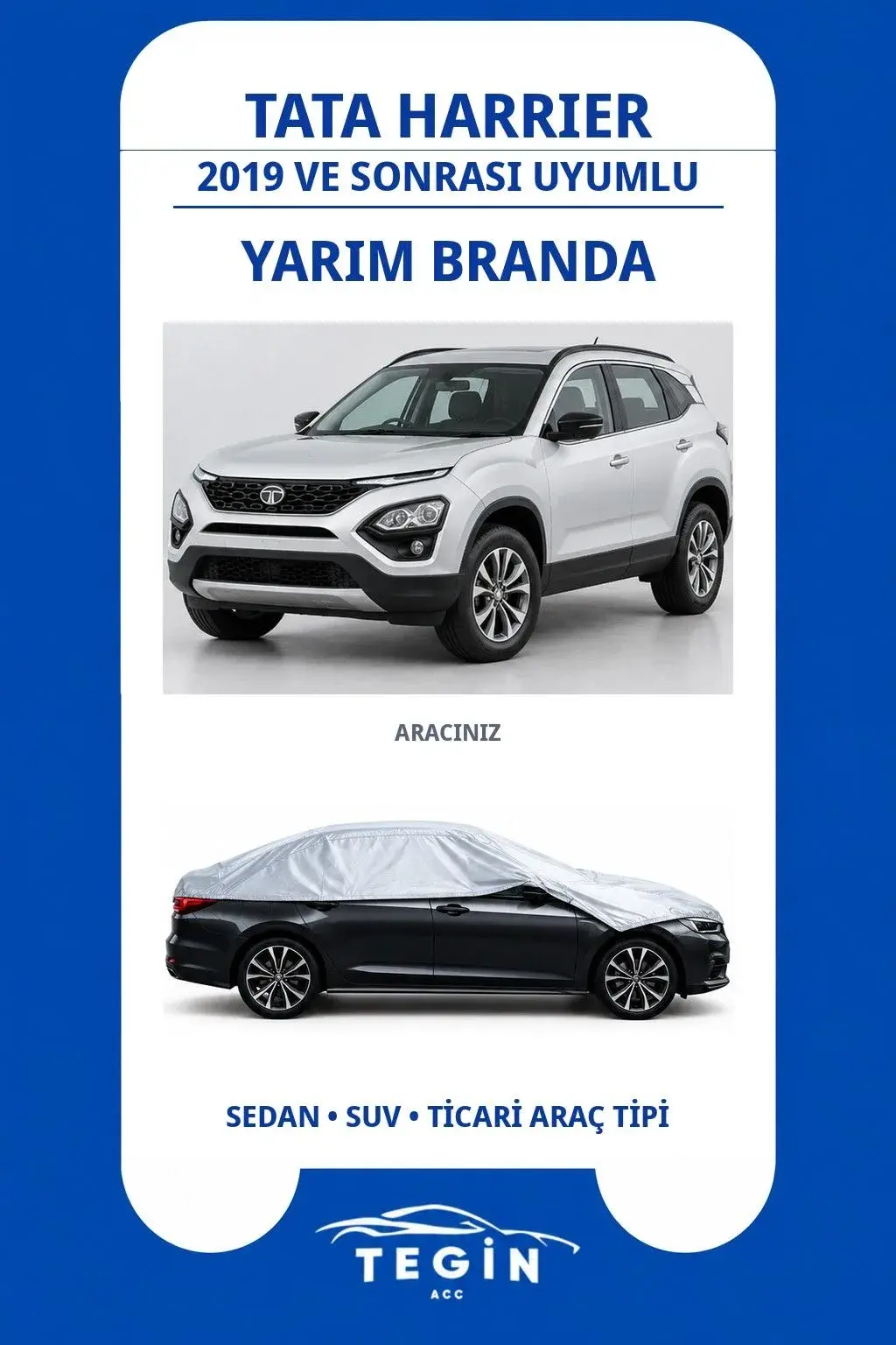 Tata Harrier 2019 ve Sonrası SUV Uyumlu SolarBlock Yarım Araba Brandası