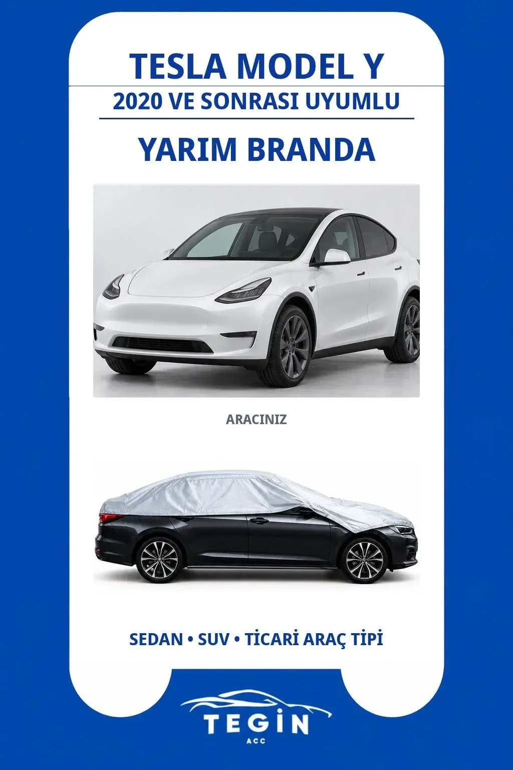 Tesla Model Y 2020 ve Sonrası Electric SUV Uyumlu SolarBlock Yarım Araba Brandası