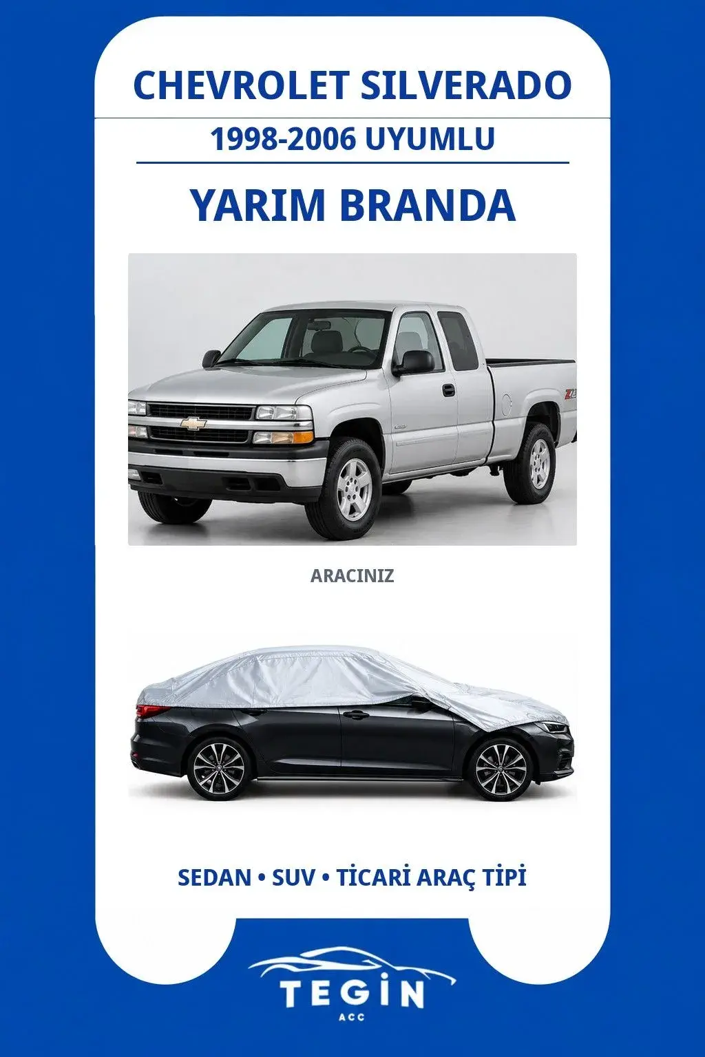 Chevrolet Silverado 1998-2006 Pickup Truck Uyumlu SolarBlock Yarım Araba Brandası