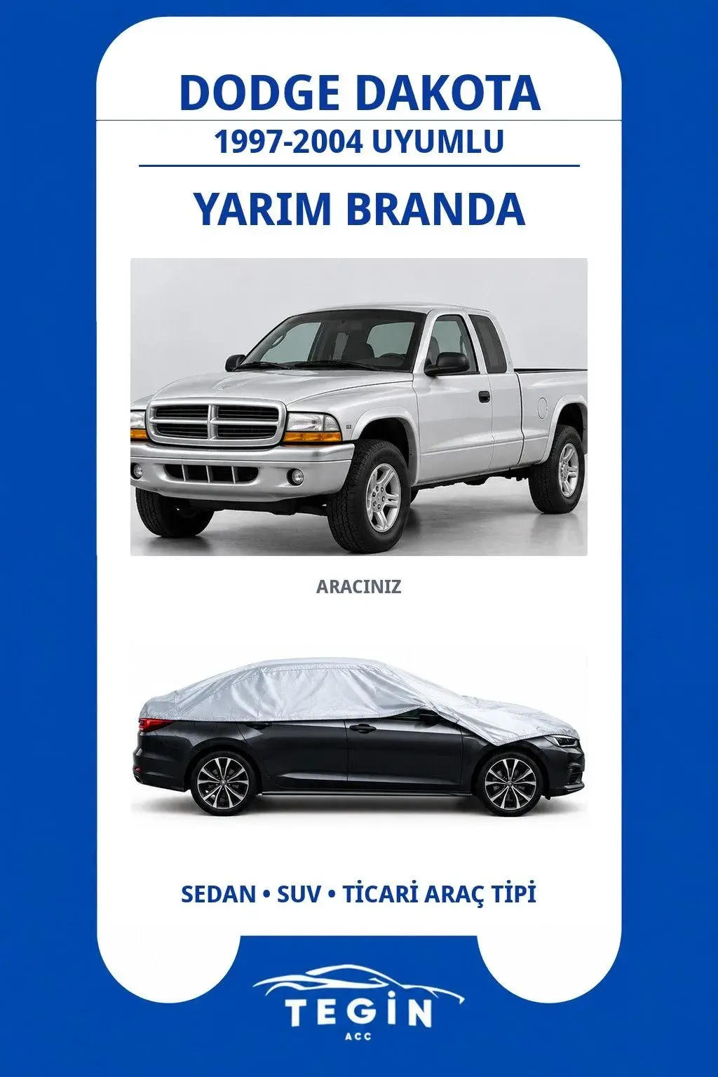 Dodge Dakota 1997-2004 Pickup Truck Uyumlu SolarBlock Yarım Araba Brandası