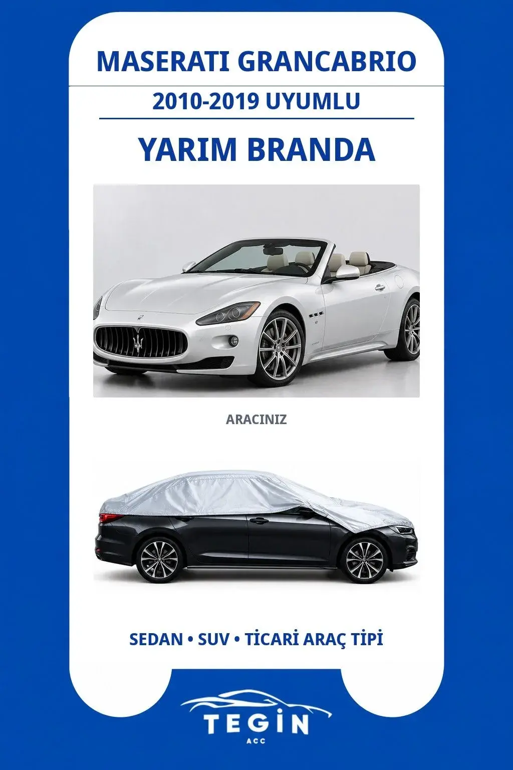 Maserati GranCabrio 2010-2019 Convertible Uyumlu SolarBlock Yarım Araba Brandası