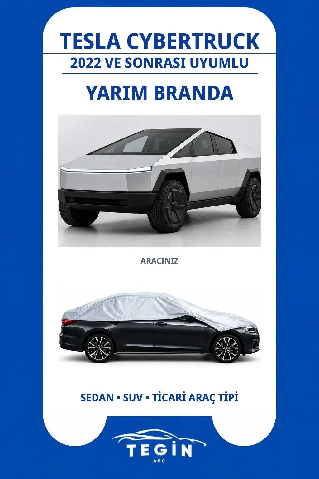 Tesla Cybertruck 2022 ve Sonrası Electric Truck Uyumlu SolarBlock Yarım Araba Brandası