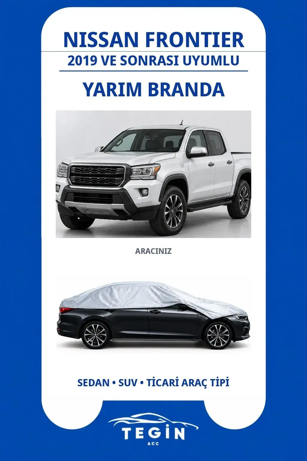 Nissan Frontier 2019 ve Sonrası Pickup Truck Uyumlu SolarBlock Yarım Araba Brandası