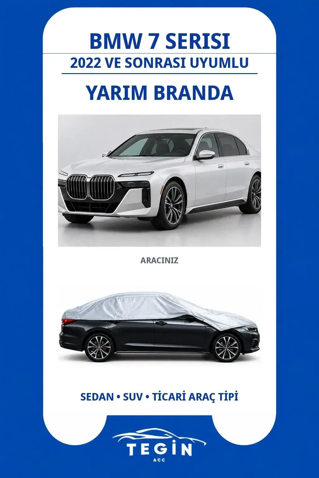 BMW 7 Serisi 2022 ve Sonrası Sedan Uyumlu SolarBlock Yarım Araba Brandası