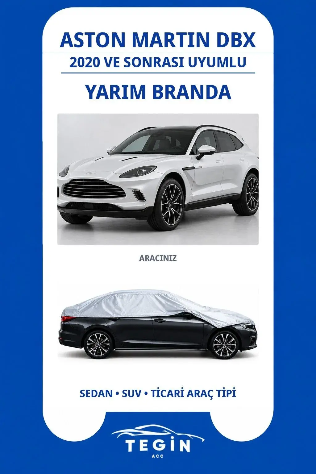 Aston Martin DBX 2020 ve Sonrası SUV Uyumlu SolarBlock Yarım Araba Brandası