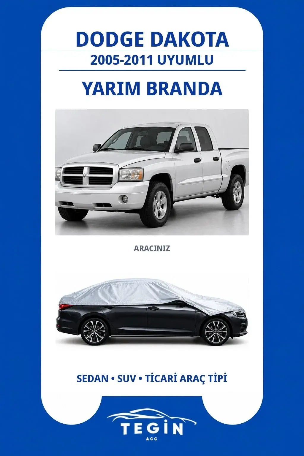 Dodge Dakota 2005-2011 Pickup Truck Uyumlu SolarBlock Yarım Araba Brandası