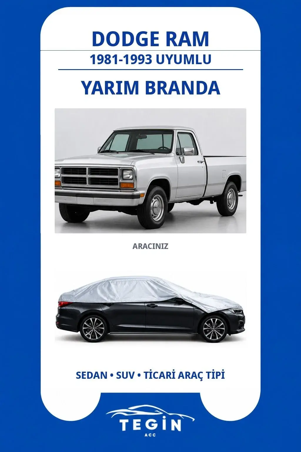 Dodge Ram 1981-1993 Pickup Truck Uyumlu SolarBlock Yarım Araba Brandası