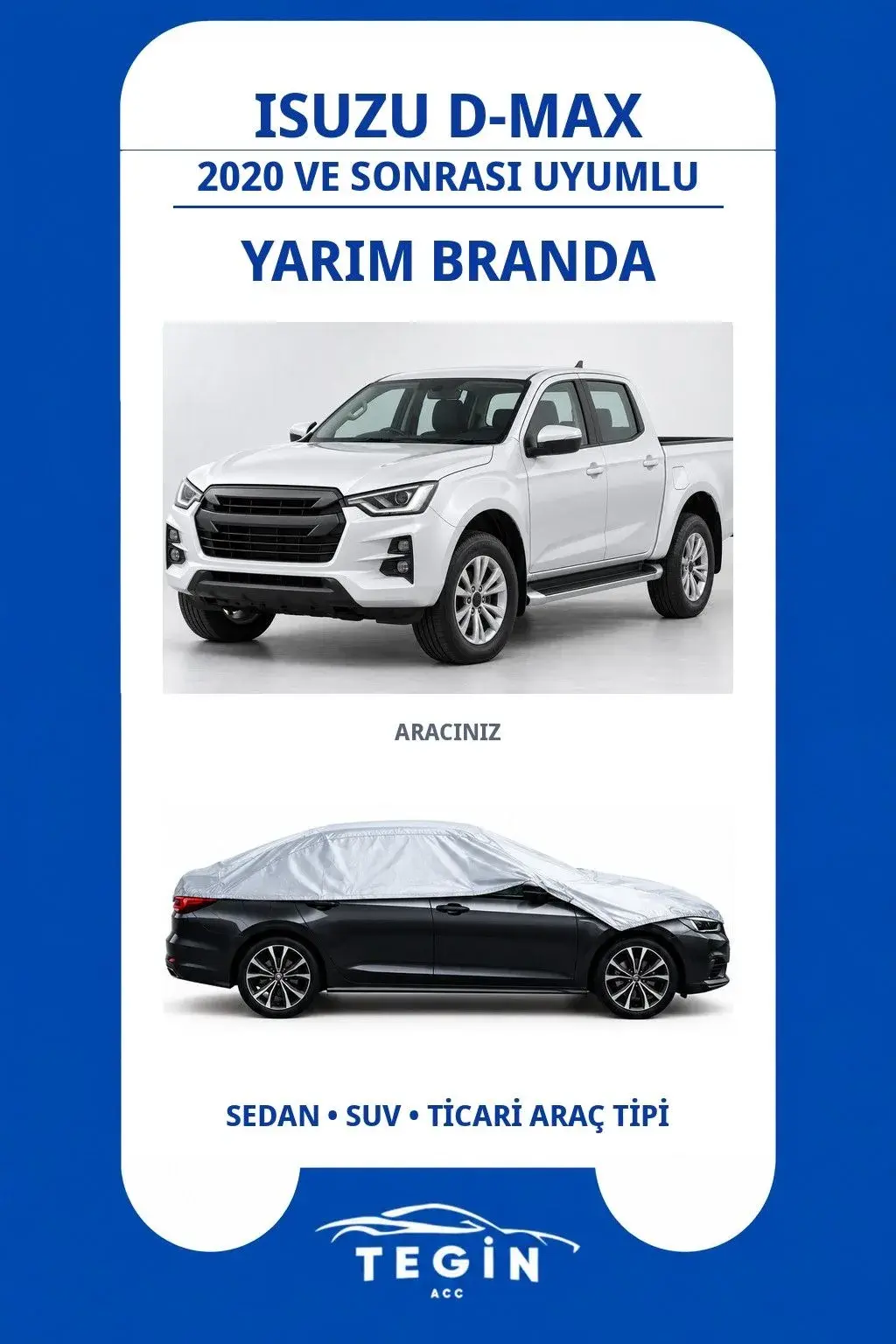Isuzu D-Max 2020 ve Sonrası Pickup Truck Uyumlu SolarBlock Yarım Araba Brandası