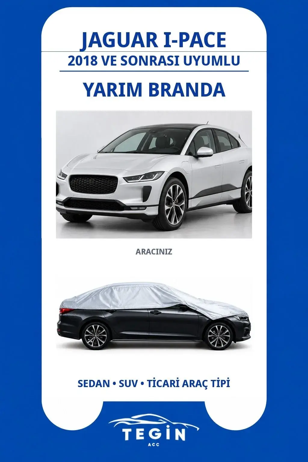 Jaguar I-Pace 2018 ve Sonrası Electric SUV Uyumlu SolarBlock Yarım Araba Brandası