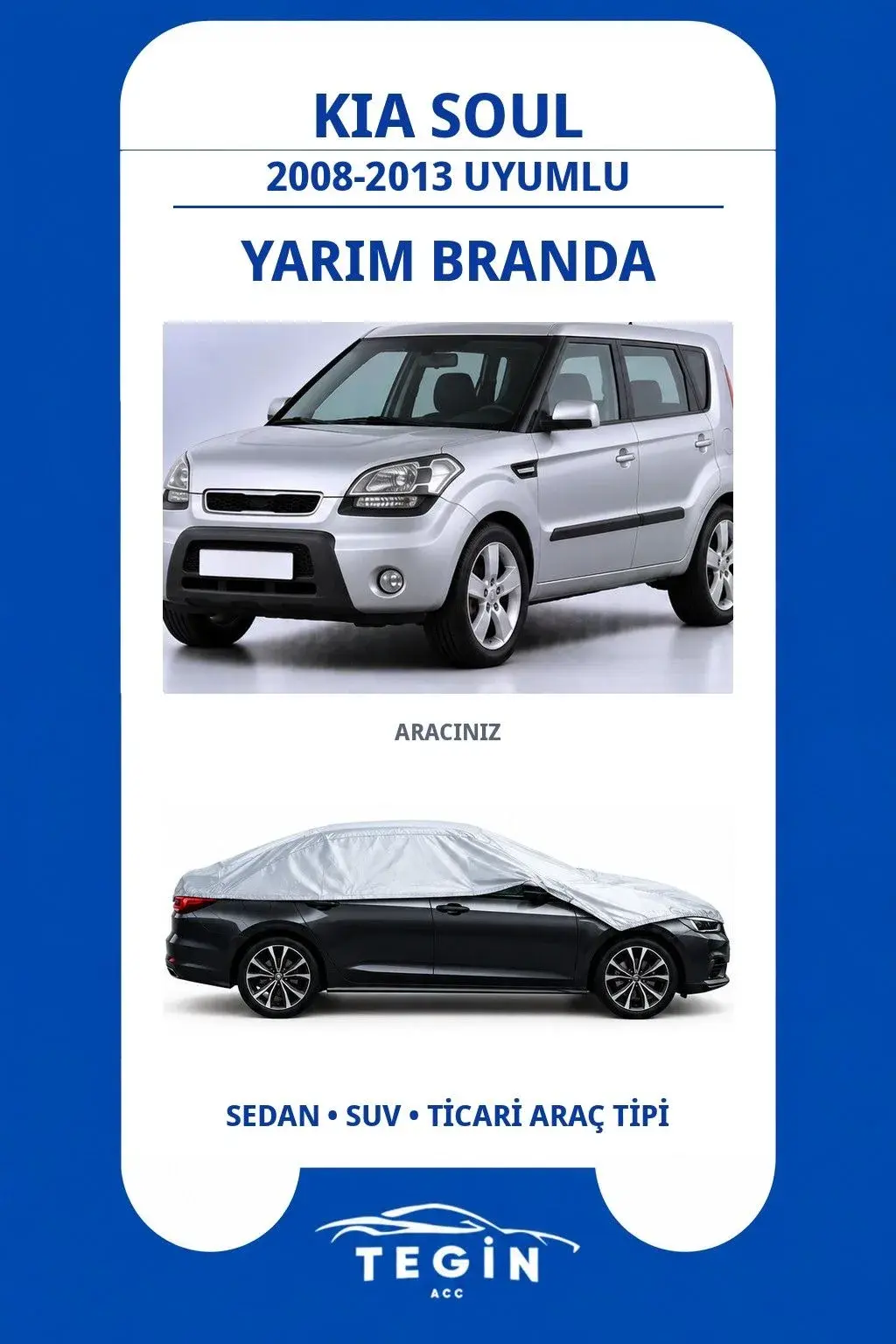 Kia Soul 2008-2013 Crossover Uyumlu SolarBlock Yarım Araba Brandası
