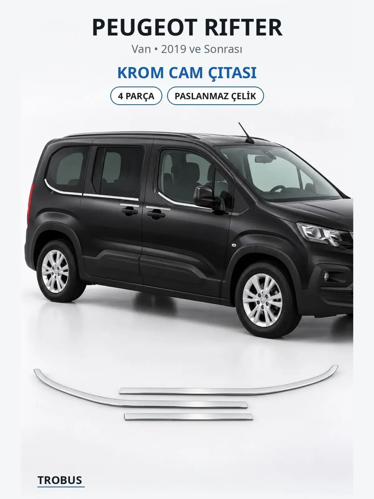 Peugeot Rifter krom cam çıtası 1