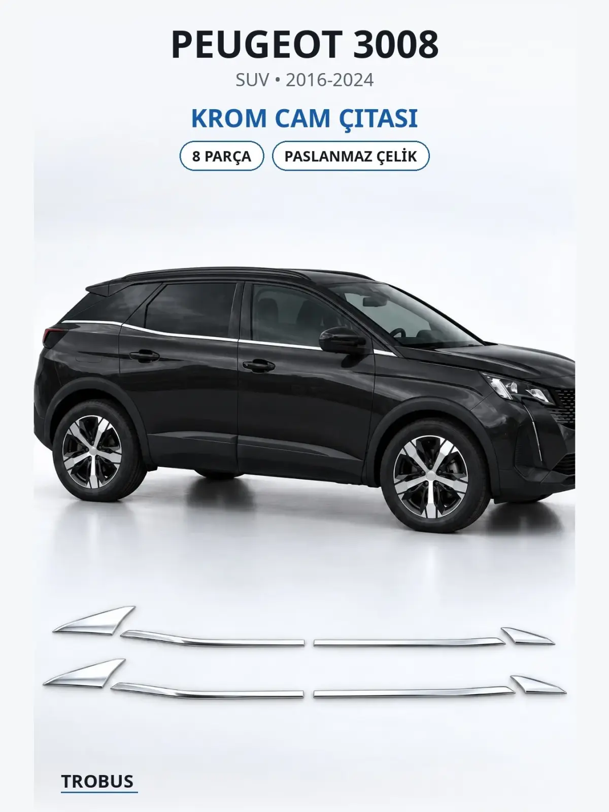 Peugeot 3008 krom cam çıtası 1