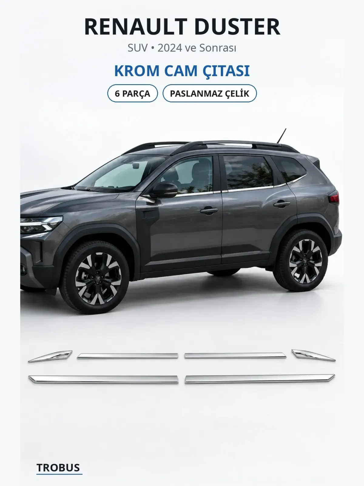 Renault Duster krom cam çıtası 1