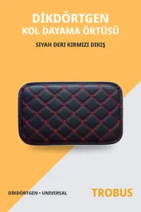 Siyah Deri Kırmızı Dikiş