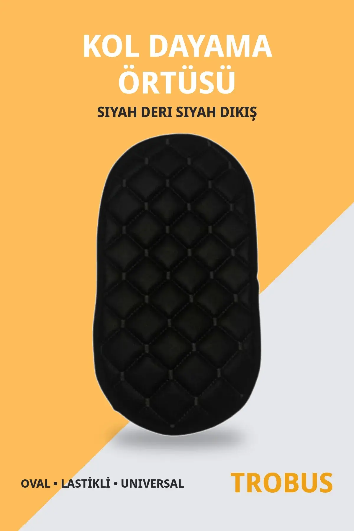 Kol Dayama Örtüsü Oval Suni Deri Lastikli Universal Siyah Deri Siyah Dikiş (1)