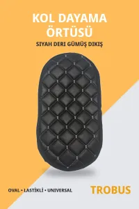 Siyah Deri Gümüş Dikiş