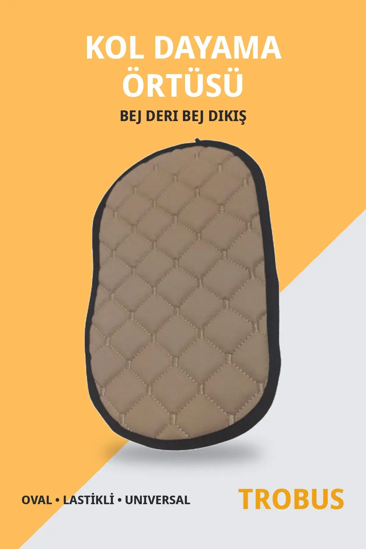 Kol Dayama Örtüsü Oval Suni Deri Lastikli Universal Bej Deri Bej Dikiş (1)