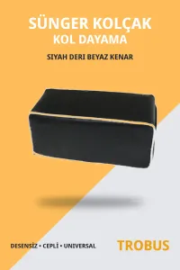 Siyah Deri Beyaz Kenar