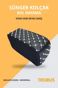 Siyah Deri Beyaz Dikiş