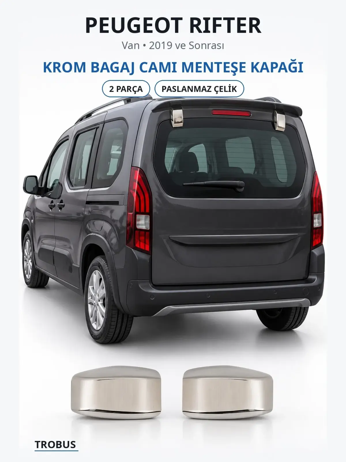 Peugeot Rifter krom bagaj camı menteşe kapağı 1
