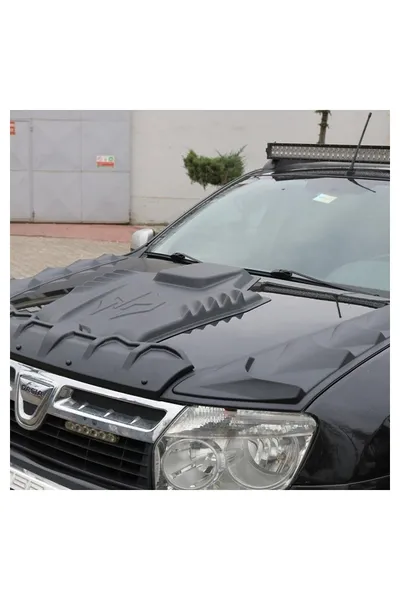 Dacia Duster Dragon 4 Prç. 2010-2017 Uyumlu Kaput Rüzgarlığı Ön Kaput Koruma ABS Parlak Siyah