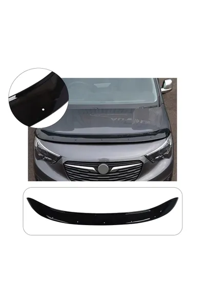 Opel Combo 2019 ve Sonrası Uyumlu Kaput Rüzgarlığı Ön Kaput Koruma ABS Parlak Siyah