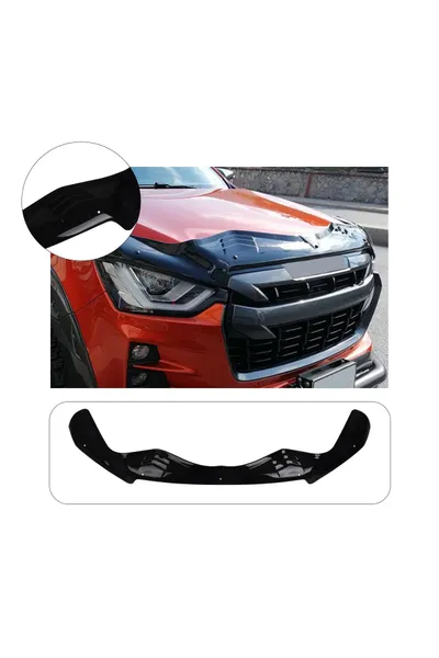 Isuzu D-MAX Yarasa Model Uyumlu Kaput Rüzgarlığı Ön Kaput Koruma ABS Parlak Siyah