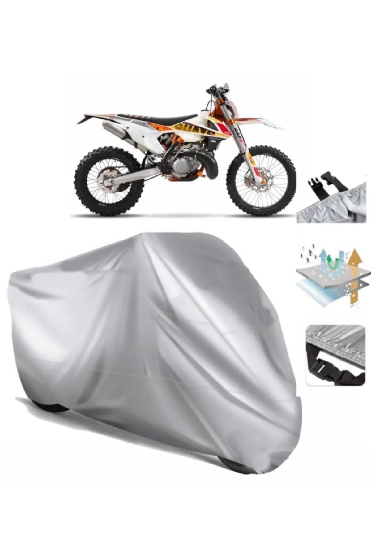 Ktm 250 Exc-f Six Days (bağlantı Tokalı) Uyumlu Motosiklet Brandası – Su Geçirmez, UV Korumalı, Lastikli